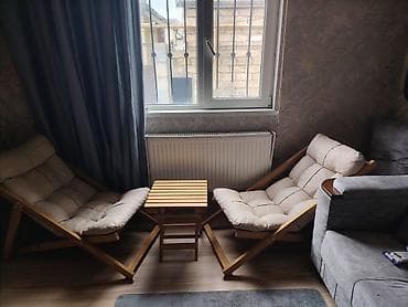 Kvadrat masa, 2 stul, Qatlanan, Stullar ilə, Taxta