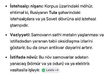 Antik samovar – metal korpuslu, gümüş qızıl terkibli klassik rus — 3