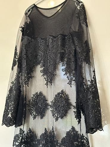 dr meral elixir: Qara tüllü krujeva paltar (uzun) - Stil: şəffaf tül üzərində sıx — 2