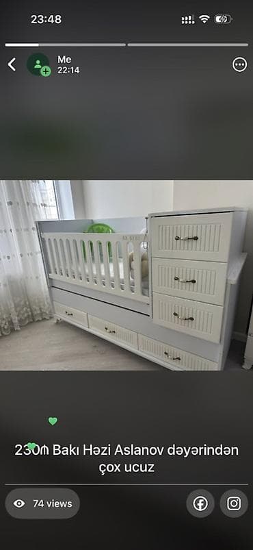 sekis usaq: Uşaq çarpayısı – transformer tipli model - Rəng: ağ-boz - Material — 1