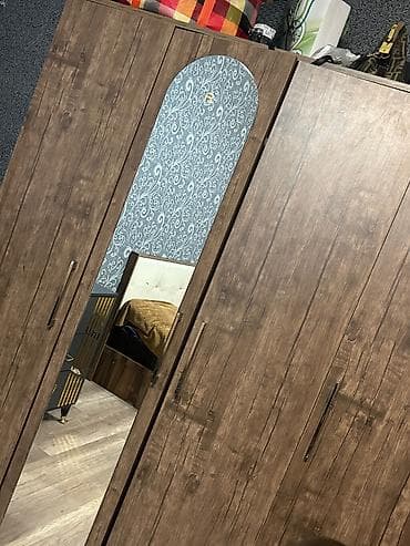 qaqa sekileri: 4 qapılı, Güzgülü, Qəhvəyi, Taxta, Açılan, Düz dolab — 1