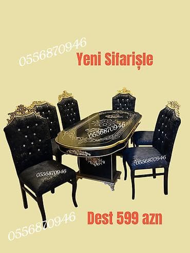 yemək termosu: Qonaq otağı üçün, Yeni, Açılmayan, Dördbucaq masa, 6 stul — 7