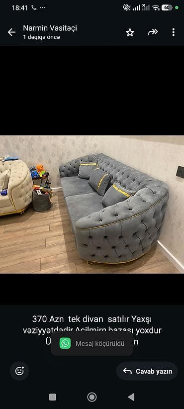 tek divan: 370 Azn tek divan satılır Yaxşı vəziyyətdədir.Acilmirn,bazası yoxdur — 1