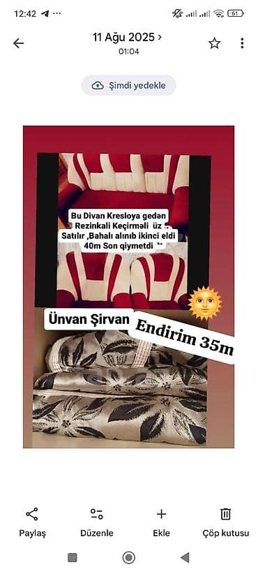 doşək uzu: Divan üçün Yataq örtüyü — 1