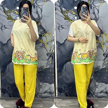 Gecəliklər: Qadınlar üçün iki hissəli ev geyimi dəstləri - Model: qısaqol, rahat — 1