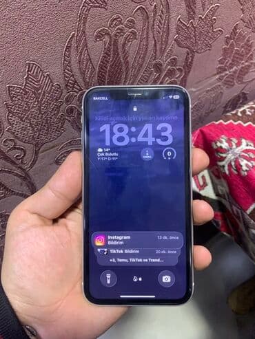 ikinci el telefonlar gence: IPhone 11, 128 GB, Ağ, Face ID — 2