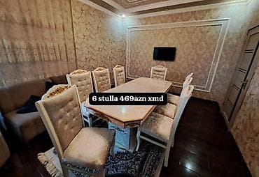 sdul: Yemək otağı üçün dəstlər 1) Klassik dizaynlı masa + 6 stul - Krem — 9