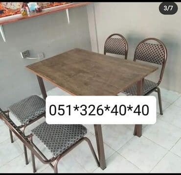 Masa və oturacaq dəstləri: Qonaq otağı üçün, Yeni, Açılan, Dördbucaq masa, 4 stul — 5