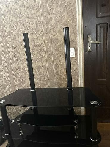 Прямой ТВ стенд, С полками, Стеклянный — 4
