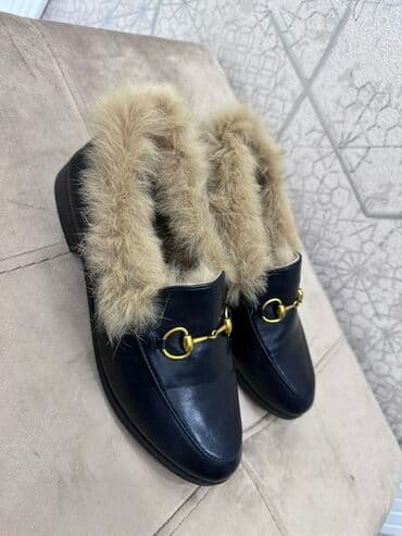 şnurlu qadın mokasinləri: Qadın üçün dəri loafers – süni xəzli 1 dəfə geyimilib əla — 2