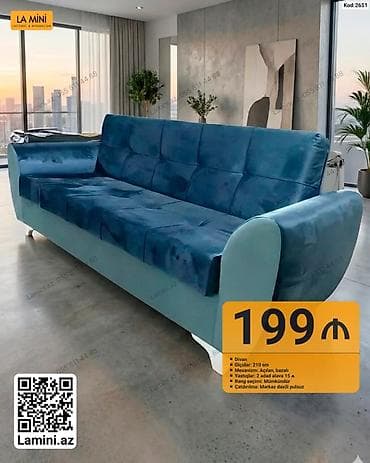 yer divanlari: Məhsul: Divan (Kod: 2651) - Ölçü: 210 sm - Mexanizm: açılan, bazalı — 1