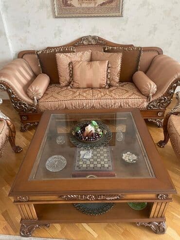 soyunma masası: İşlənmiş, Divan, Jurnal masası, Divan, 2 kreslo, Bazasız, Açılmayan — 2