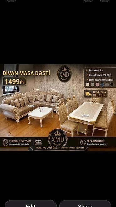 XMD Furniture – Divan və Masa Dəsti Məhsul tərkibi və xüsusiyyətlər — 1