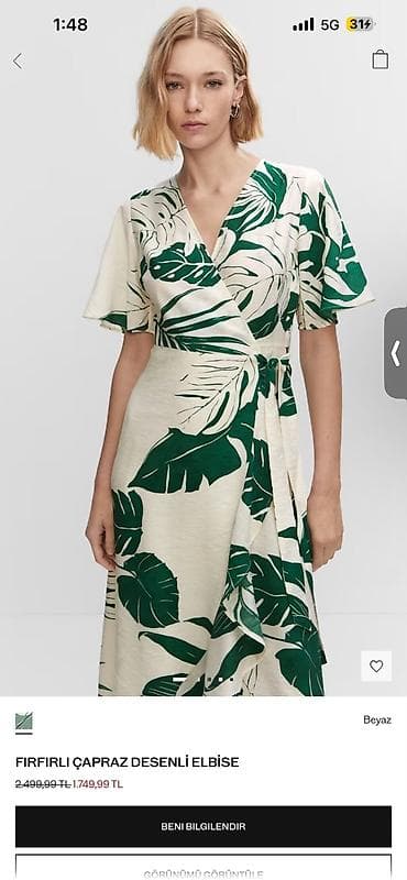MANGO Tropical Print Wrap Dress – firfırlı, çarpaz bağlamalı midi don — 2