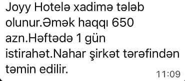 Xadimə tələb olunur