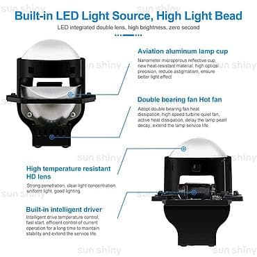 aifon 6 s: Bi led 2.5 lik 1 cüt İkiqat linzalı avtomobil LED proyektor fara — 3