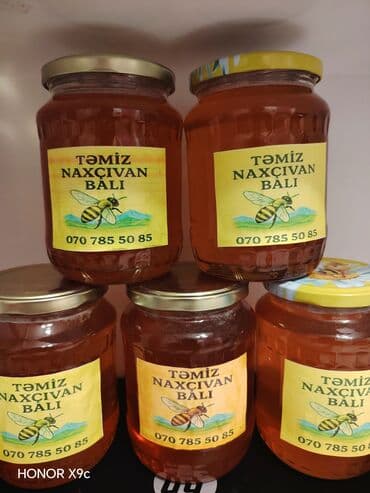 arı balı: Məhsul: Təmiz Naxçıvan balı Təsvir: - Şüşə bankalarda təbii arı balı — 1
