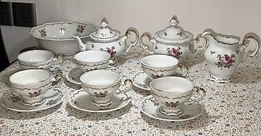 servisler: Çay dəsti, rəng - Ağ, Farfor, Weimar, 6 nəfərlik, Almaniya — 1