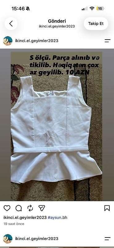 maykalar: Məhsul: Qadın geyimləri – S ölçü 1) Açıq mavi top - Tikdirilib - — 9