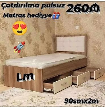 Təknəfərlik çarpayı, Matras ilə, Siyirməli