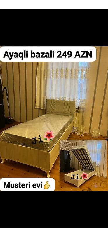 taxt satilir: Ayaqlı bazalı tək nəfərlik çarpayı - Qiymət: 249 AZN (şəkildə — 1