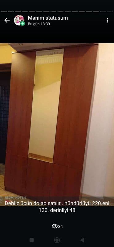 şifoner dolab: İşlənmiş, Açılan, 3 qapılı Düz dolab, Dəhliz dolabı, Azərbaycan — 2