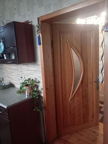 gencede qapi: Taxta interyer qapısı – şüşə dekorlu model - Material: təbii ağac — 2