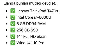 intel core: İşlənmiş Lenovo ThinkPad, 14 ", Intel Core i7, 256 GB — 4