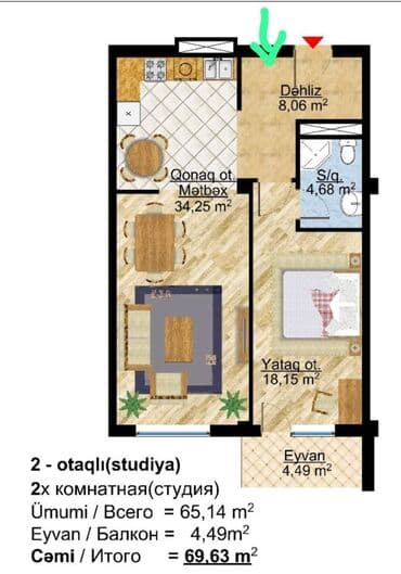 7 mkr kohne tikili: 2 otaqlı, Yeni tikili, m. Neftçilər, 68 kv. m — 10