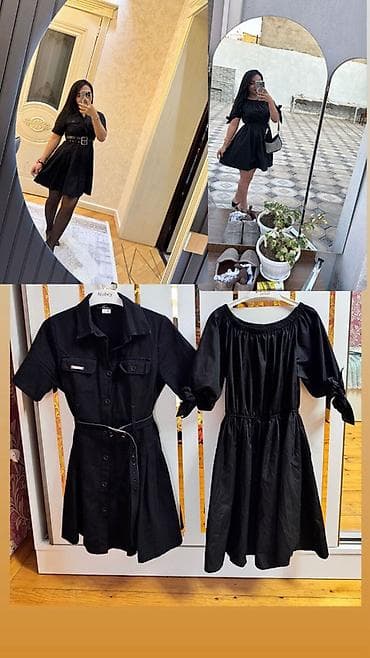 Qara rəngdə 2 ədəd qısa don seti - Model 1: Köynək tipli qısa don