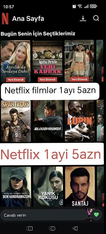 Xidmət: Netflix hesabı – 1 aylıq abunə Təklifin mətni şəkillərdə