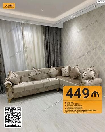 oturaca: Künc divan – Kod: 2534 - Ölçü: 280 × 200 sm - Mexanizm: açılan — 1