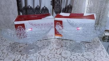 aksesuar qabi: Şüşə meyvə qabı dəsti - 2 ədəd büllur tipli, şəffaf şüşədən — 1