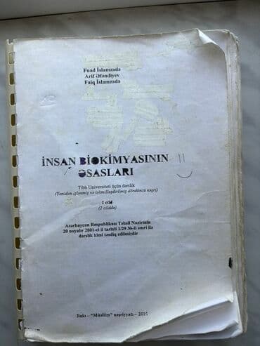 1 ci sinif azerbaycan dili pdf yukle: İnsan biokimyasının əsasları 1-ci cild 2015 İslamzadə, Əfəndiyev — 1