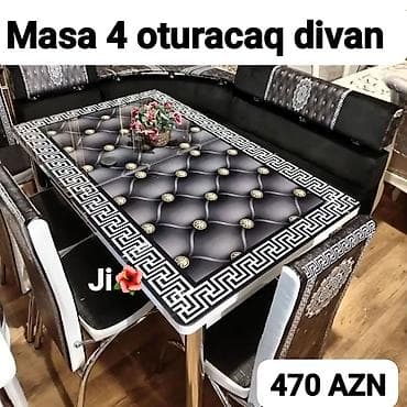 Mətbəx üçün, Açılmayan, Dördbucaq masa, 4 stul