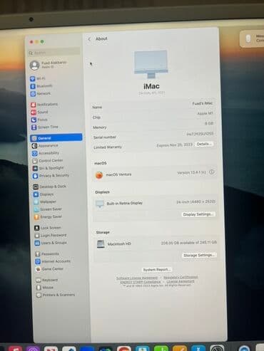 Masaüstü kompüterlər və iş stansiyaları: Apple iMac 24" (2021) – M1 çipli, mavi rəng Amerikadan gəlib qutudan — 2