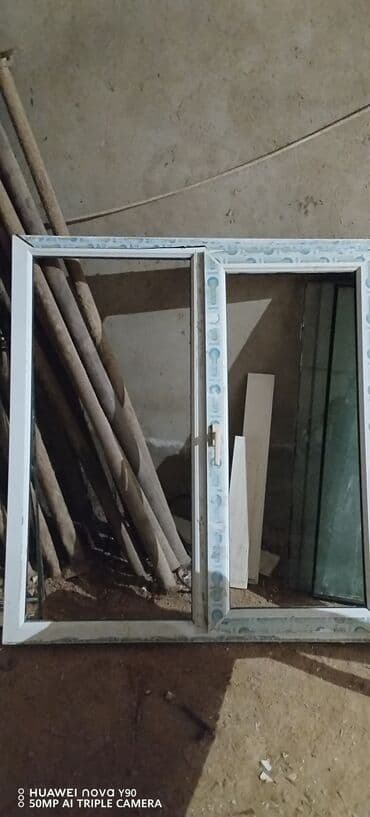 стекло: Б/у Двухкамерное Пластиковое окно, Ширина: 120 см, Длина: 144 см — 3