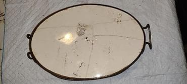 Vintage metal çərçivəli oval servis qabı + 6 ədəd bıçaq dəsti -