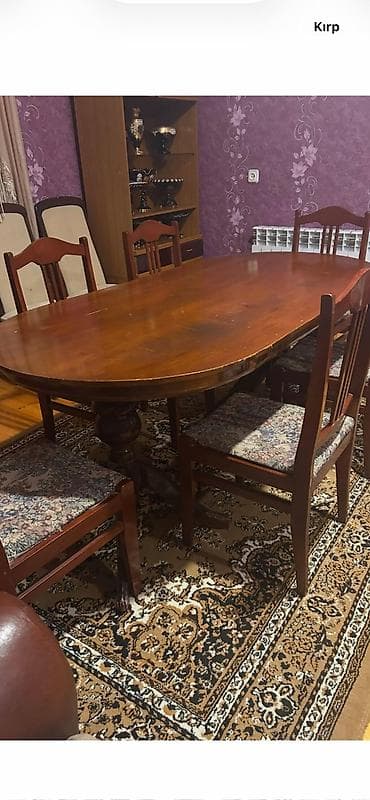 masa islenmis: Qonaq otağı üçün, İşlənmiş, Oval masa, 6 stul — 1