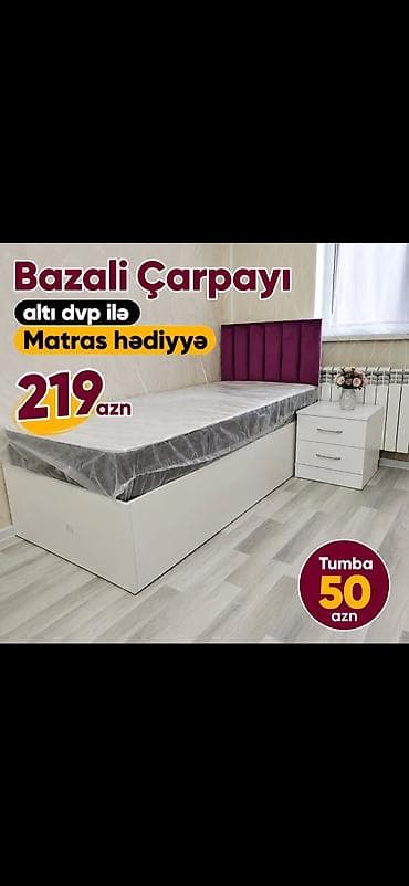 Bazalı çarpayı – altı DVP ilə. Qaldırılan baza bölməsi geniş saxlama