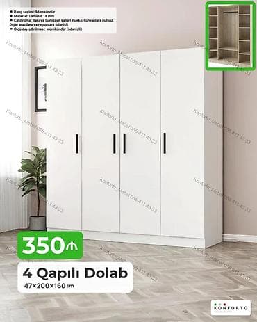 Mebel: 4 qapılı geyim dolabı - Ölçü: 47×200×160 sm - Material: 18 mm laminat — 1