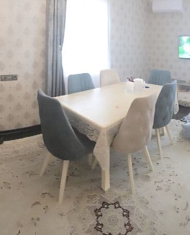Qonaq otağı üçün, Açılan, Dördbucaq masa, 6 stul