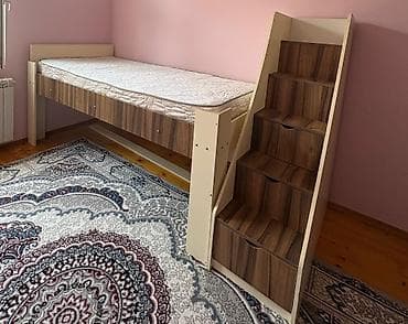 l masa: Uşaqlar üçün mebel dəsti - Tək nəfərlik yataq: İsti ağ-qəhvəyi rəng — 5
