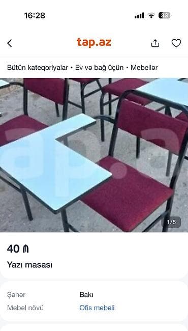 sutul stol: Tələbə üçün yazı masalı oturacaq - Metall karkaslı, möhkəm — 2