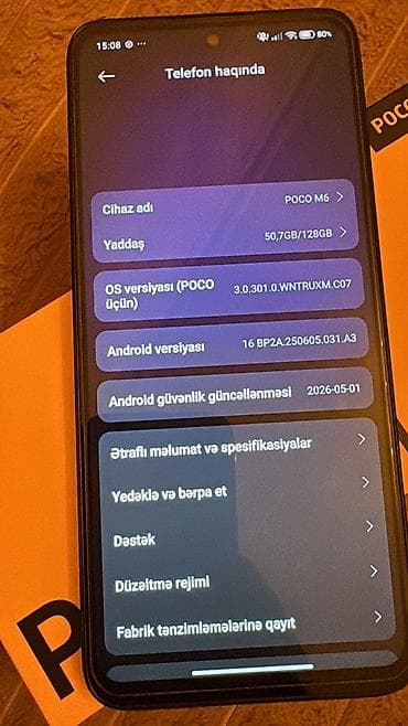 m6 pro: Poco M6, 128 GB, rəng - Qara, Sensor — 3