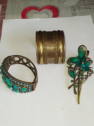 Bürünc bijuteriya dəsti. İki qolbaq və bir broşka. Bilərzik və broş — 2
