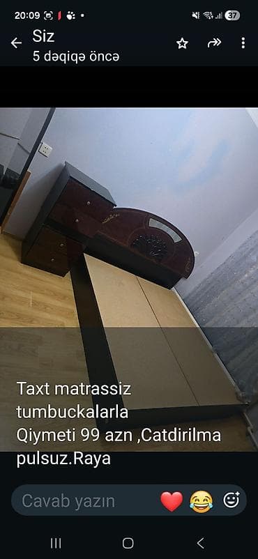 tumba satilir: Taxt dəsti (matras daxil deyil) - Taxt və tumbalarla komplekt - — 1