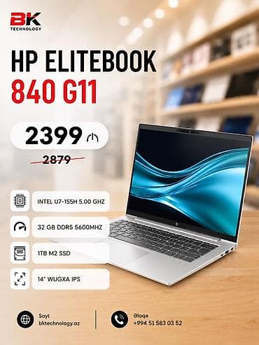 Yeni HP EliteBook, 14 ", Intel Core i7, 1 TB, Ünvandan götürmə, Ödənişli çatdırılma, Rayonlara çatdırılma
