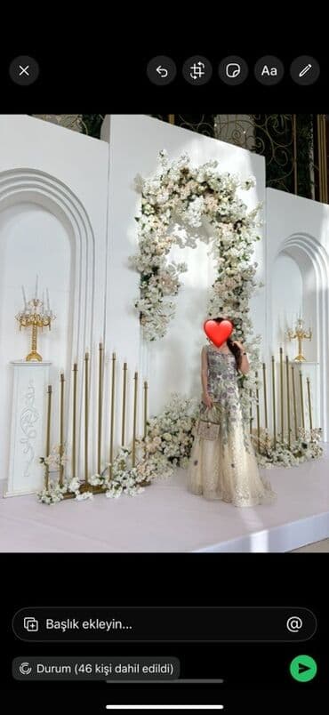 nişan donları 2022: Zərif gecə/libas – gül naxışlı, tüllü uzun don - Rəng: açıq krem tonu — 1