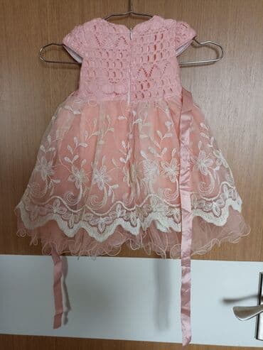 детские платья с длинным рукавом: Uşaq üçün zərif ziyafət donu - Rəng: pudra-çəhrayı - Üst hissə — 3